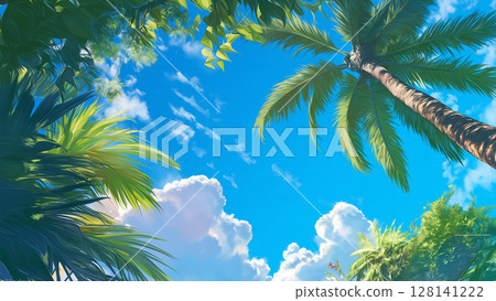 Tropical blue sky, anime style 128141222
