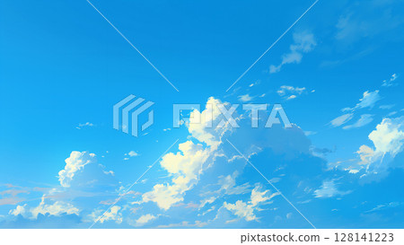 Sky with big clouds, anime style 128141223