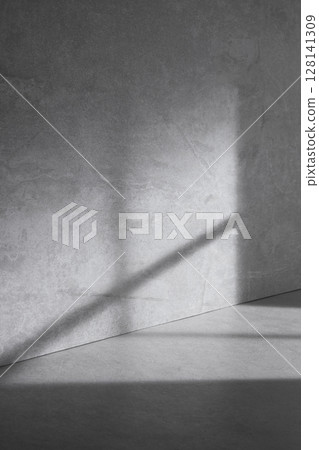 Concrete background that can be used in various designs with shadows of sunlight through the window. 128141309