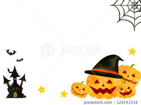 Halloween pumpkin frame illustration Halloween pumpkin frame illustration 128141318