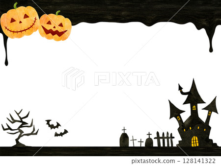 萬聖節南瓜框插圖 128141322