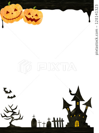 Halloween pumpkin frame illustration Halloween pumpkin frame illustration 128141323