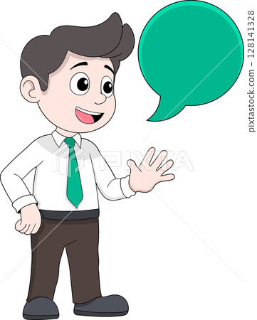 Business Professional Presenting with Blank Speech Bubble Explanation Concept 128141328