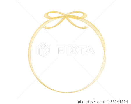 Gold: Circle frame with ribbon Gold: Circle frame with ribbon 128141364
