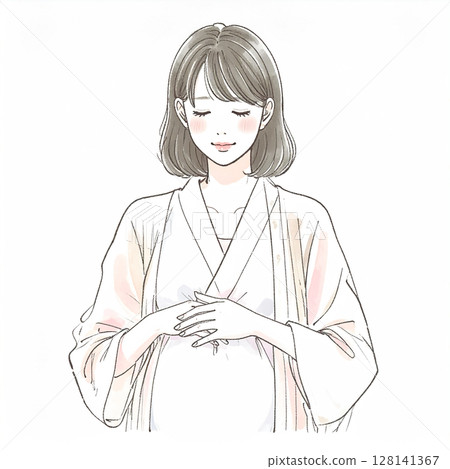 Maternity/Pregnant woman illustration material Maternity/Pregnant woman illustration material 128141367