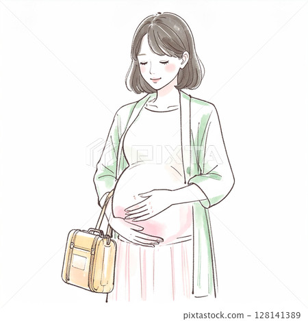 孕婦/孕婦插畫素材 128141389