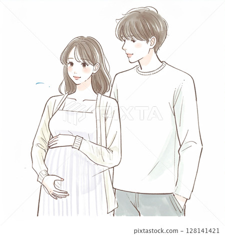 Maternity/Pregnant woman illustration material Maternity/Pregnant woman illustration material 128141421