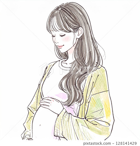 孕婦/孕婦插畫素材 128141429