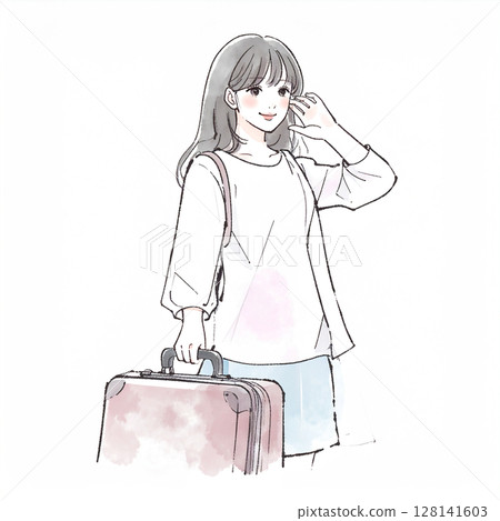 享受旅行的女人的插圖素材 128141603