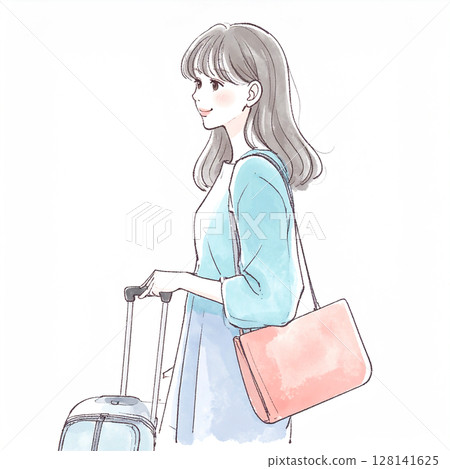 享受旅行的女人的插圖素材 128141625