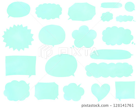 Watercolor speech bubbles: Set of mint green hand-drawn speech bubbles 128141761