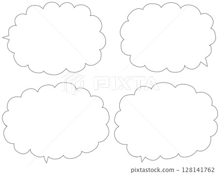 對話泡泡：一組簡單的手繪蓬鬆對話泡泡 128141762