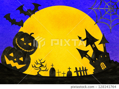 Halloween pumpkin frame illustration 128141764