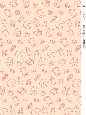 Cute hand drawn baby products background pattern 128142010