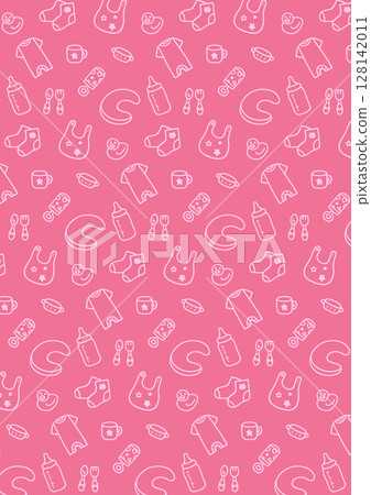 Cute hand drawn baby products background pattern Cute hand drawn baby products background pattern 128142011