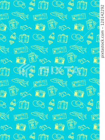 可愛的手繪旅行圖像背景圖案 128142292