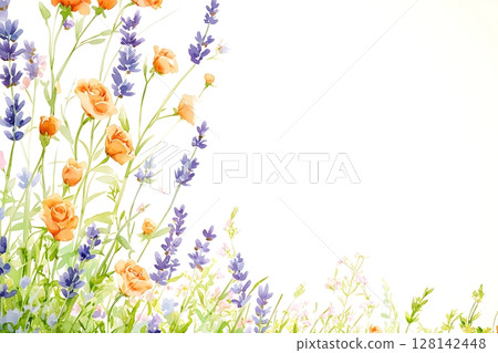 tropical palm leaves in a watercolor styleLush Tropical Foliage with Daisies in a Vibrant, Fresh Green Background for Designs 128142448
