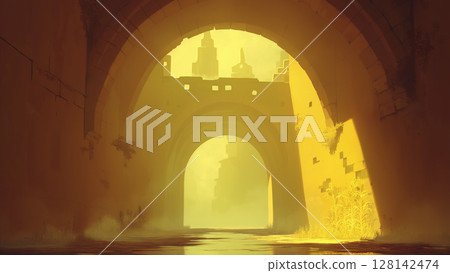 古城隧道,動漫風格 古城隧道,動漫風格 128142474