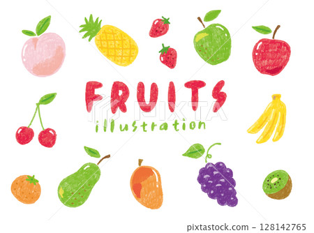 可愛的水果手繪插畫素材集 128142765