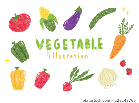 Cute vegetable hand drawn illustration set Cute vegetable hand drawn illustration set 128142766