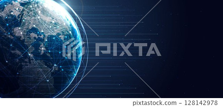 Global 5G network wireless systems and internet technology concept. smart city communication network. 5G wireless mobile internet wifi connection data. Elements of this image furnished by NASA. 128142978