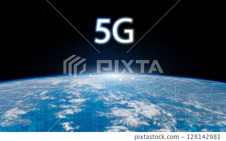 Global 5G network wireless systems and internet technology concept. smart city communication network. 5G wireless mobile internet wifi connection data. Elements of this image furnished by NASA. 128142981