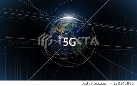 Global 5G network wireless systems and internet technology concept. smart city communication network. 5G wireless mobile internet wifi connection data. Elements of this image furnished by NASA. 128142986