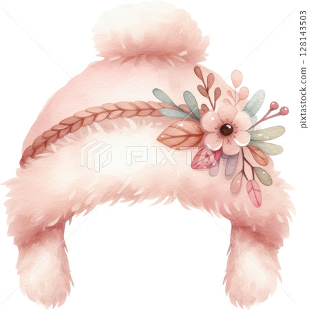 Coquette cozy and Feminine Autumn Hat with Floral Embellishments 128143503