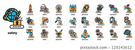 A collection of icons for security and safety A collection of icons for security and safety 128143612