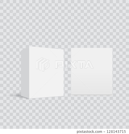 White Product Box and Blank Folded Paper Mockup Vector White Product Box and Blank Folded Paper Mockup Vector 128143715