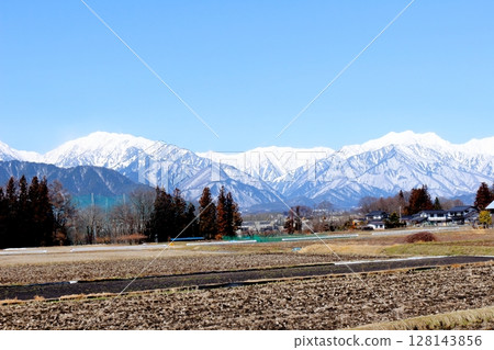 Northern Alps from Shinano Omachi in March Mountains of Shinshu Scenery of Shinshu Northern Alps from Shinano Omachi in March Mountains of Shinshu Scenery of Shinshu 128143856