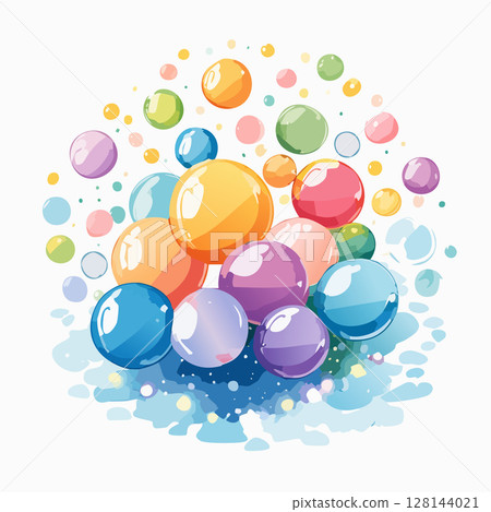 Colorful soap bubbles watercolor style 128144021