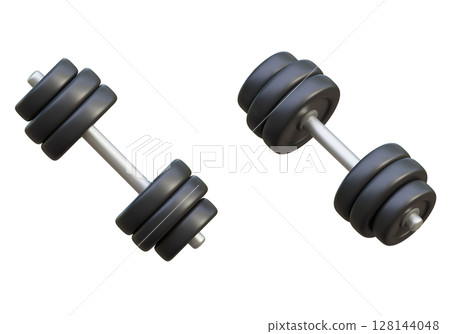 Fitness and Weightlifting Barbell 3D Cartoon Style Graphic 128144048