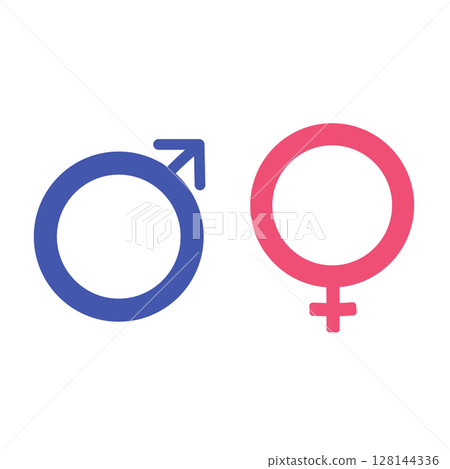 Minimalist Male and Female Icons Vector Illustration 128144336