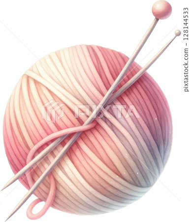 Coquette Soft pastel colored yarn ball with knitting needles 128144533