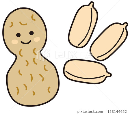 可愛的微笑花生的插圖 128144632