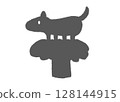 Silhouette of a dog riding something 128144915