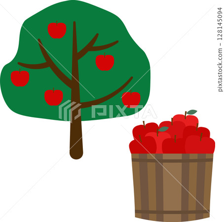 Apple orchard illustration material set 128145094