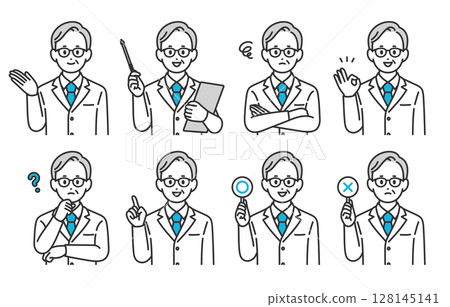 A set of senior male doctors with various expressions and poses [People vector illustration material] 128145141