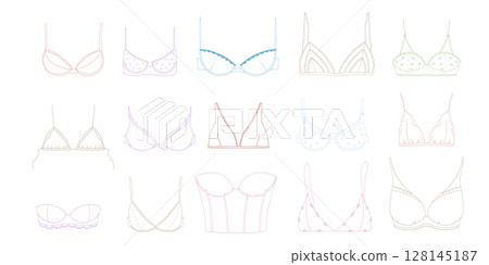 Sketch Style Lingerie Line Art Bra Isolated on White Background 128145187