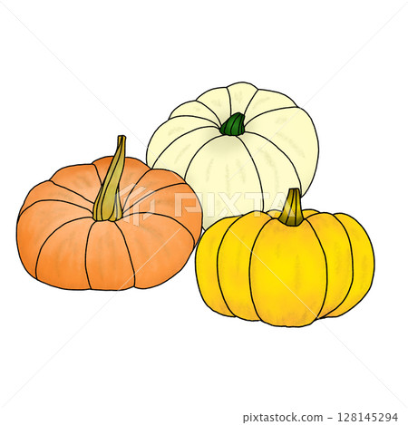 Autumnal pumpkin hand-drawn illustration 128145294