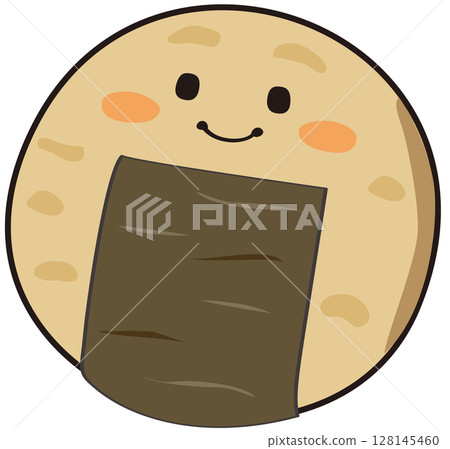 Illustration of a cute smiling rice cracker 128145460
