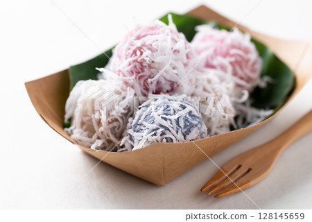 Thai coconut ball (Khanom Tom), Traditional Thai dessert  128145659