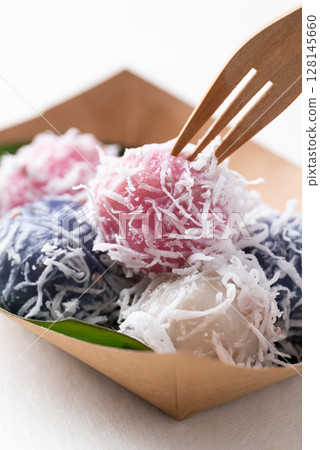 Thai coconut ball (Khanom Tom), Traditional Thai dessert  128145660