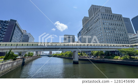 Scenery around Kyobashi OBP in Osaka in summer 128145690