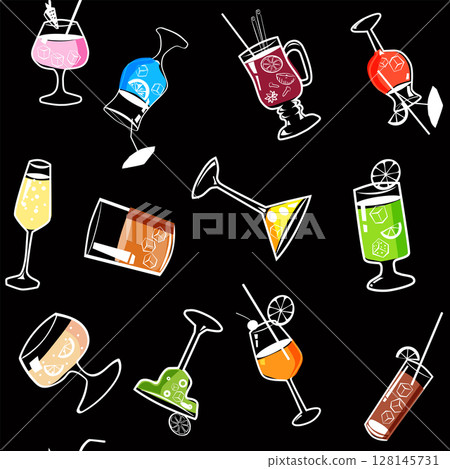Seamless pattern Cocktail beverages background Seamless pattern Cocktail beverages background 128145731