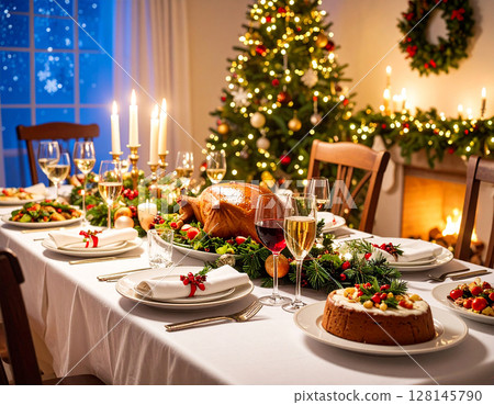 Christmas Snow AI Generation Background 128145790