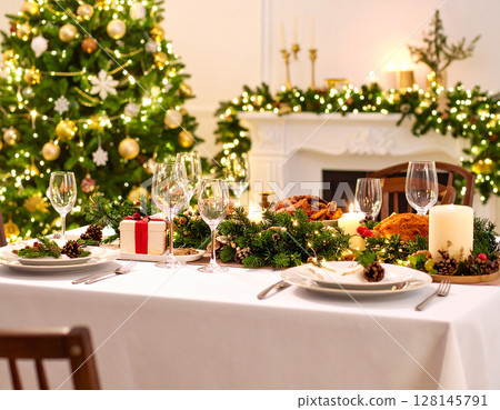 Christmas Snow AI Generation Background 128145791