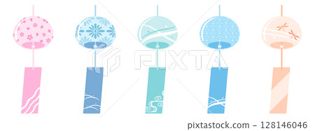 Set of 5 wind chime illustrations Set of 5 wind chime illustrations 128146046
