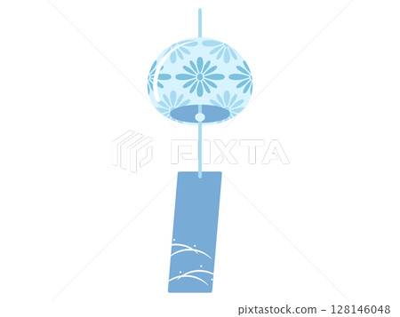 Illustration of a wind chime with a chrysanthemum diamond pattern 128146048